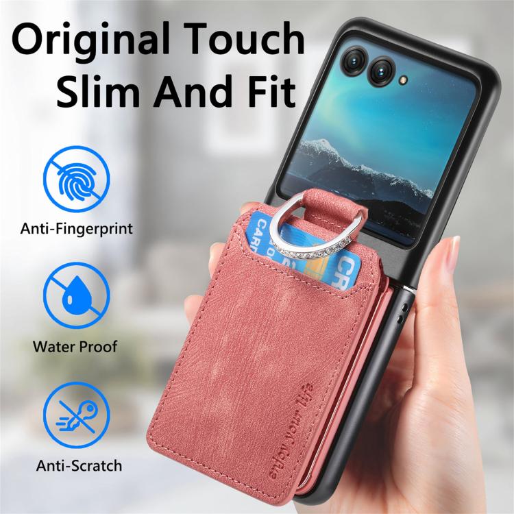 For Motorola Moto Razr 40 Ultra Retro Leather Ring Vertical Flip Wallet Phone Case