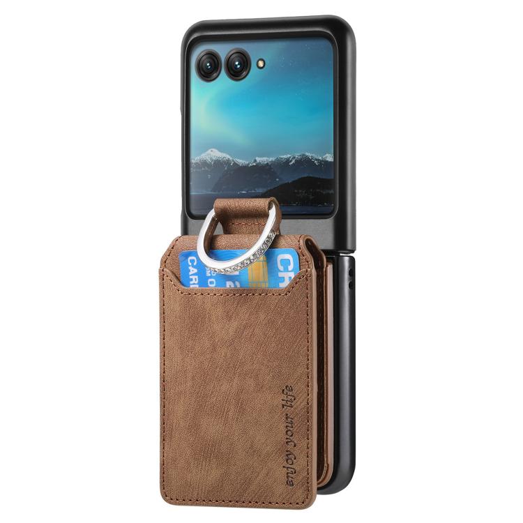 For Motorola Moto Razr 40 Ultra Retro Leather Ring Vertical Flip Wallet Phone Case