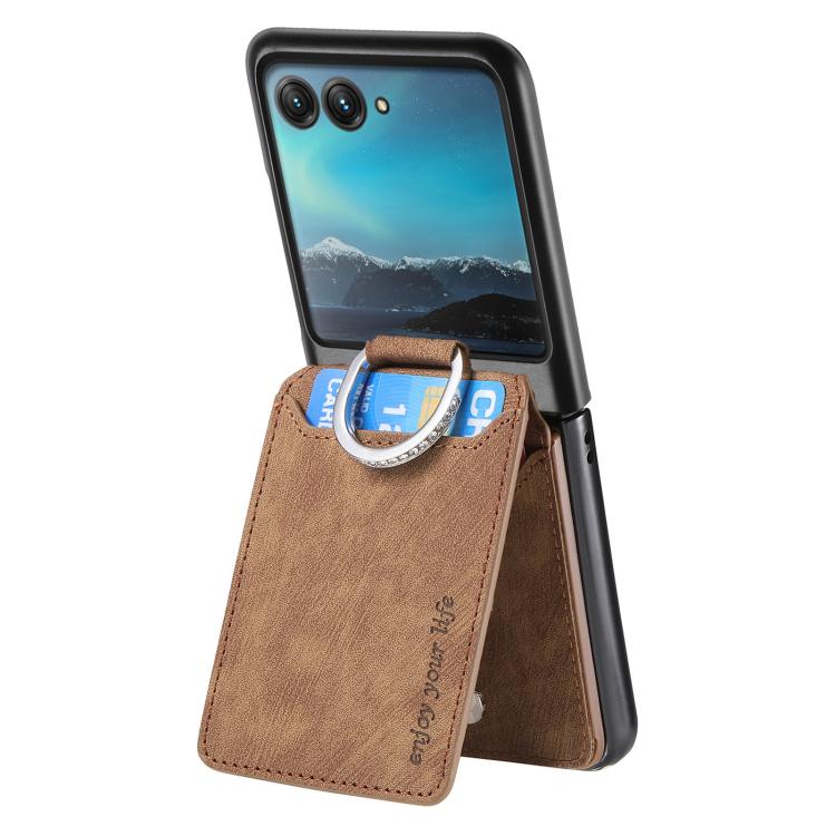 For Motorola Moto Razr 40 Ultra Retro Leather Ring Vertical Flip Wallet Phone Case