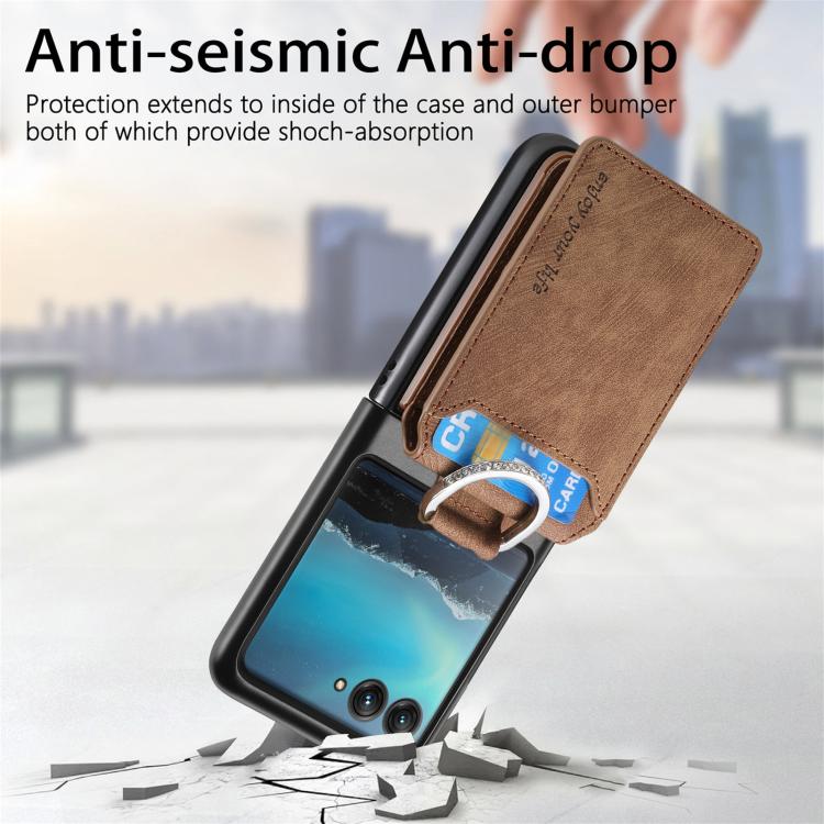 For Motorola Moto Razr 40 Ultra Retro Leather Ring Vertical Flip Wallet Phone Case
