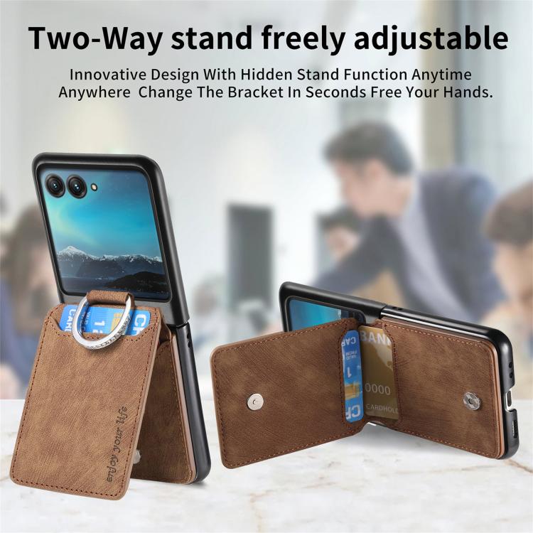 For Motorola Moto Razr 40 Ultra Retro Leather Ring Vertical Flip Wallet Phone Case