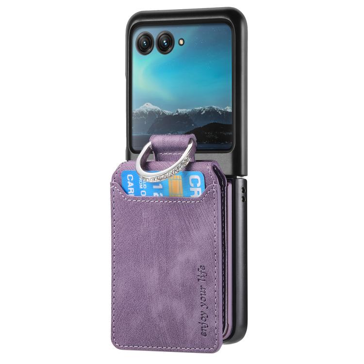For Motorola Moto Razr 40 Ultra Retro Leather Ring Vertical Flip Wallet Phone Case