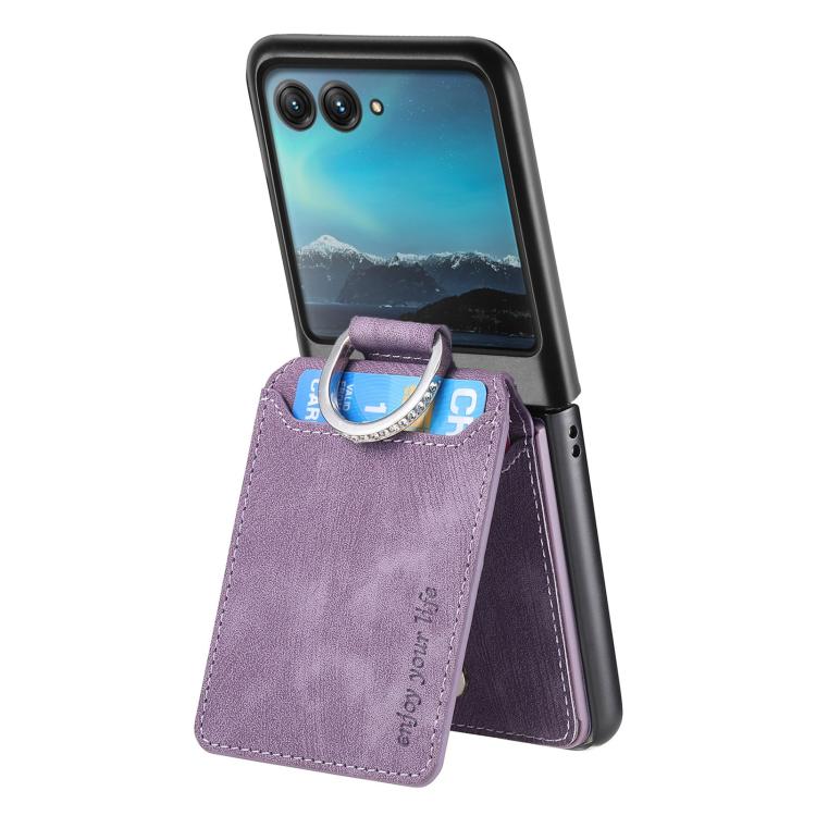 For Motorola Moto Razr 40 Ultra Retro Leather Ring Vertical Flip Wallet Phone Case