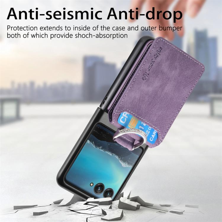 For Motorola Moto Razr 40 Ultra Retro Leather Ring Vertical Flip Wallet Phone Case