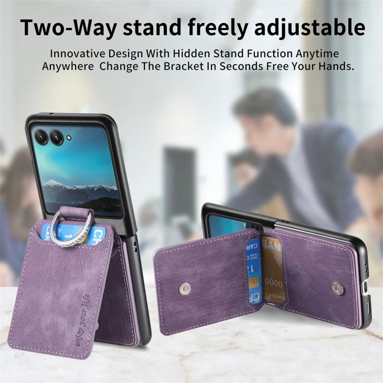 For Motorola Moto Razr 40 Ultra Retro Leather Ring Vertical Flip Wallet Phone Case