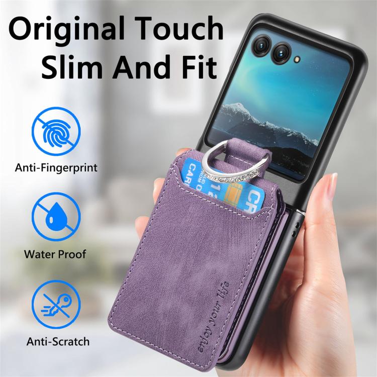 For Motorola Moto Razr 40 Ultra Retro Leather Ring Vertical Flip Wallet Phone Case