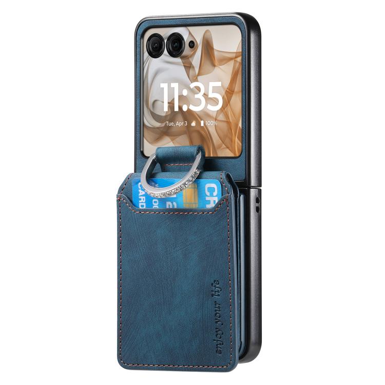 For Motorola Moto Razr 50 Retro Leather Ring Vertical Flip Wallet Phone Case