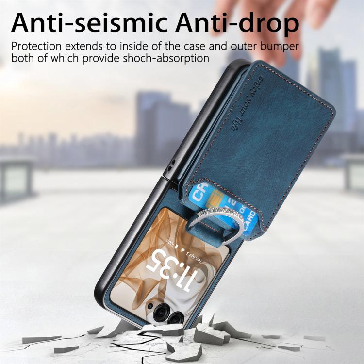 For Motorola Moto Razr 50 Retro Leather Ring Vertical Flip Wallet Phone Case
