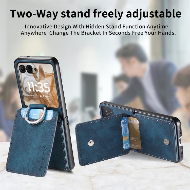For Motorola Moto Razr 50 Retro Leather Ring Vertical Flip Wallet Phone Case