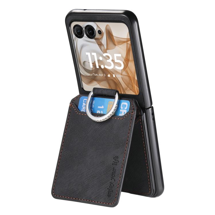 For Motorola Moto Razr 50 Retro Leather Ring Vertical Flip Wallet Phone Case