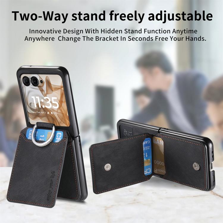 For Motorola Moto Razr 50 Retro Leather Ring Vertical Flip Wallet Phone Case