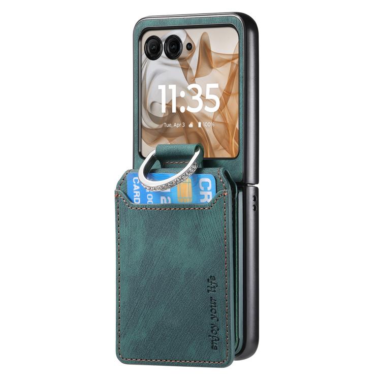 For Motorola Moto Razr 50 Retro Leather Ring Vertical Flip Wallet Phone Case