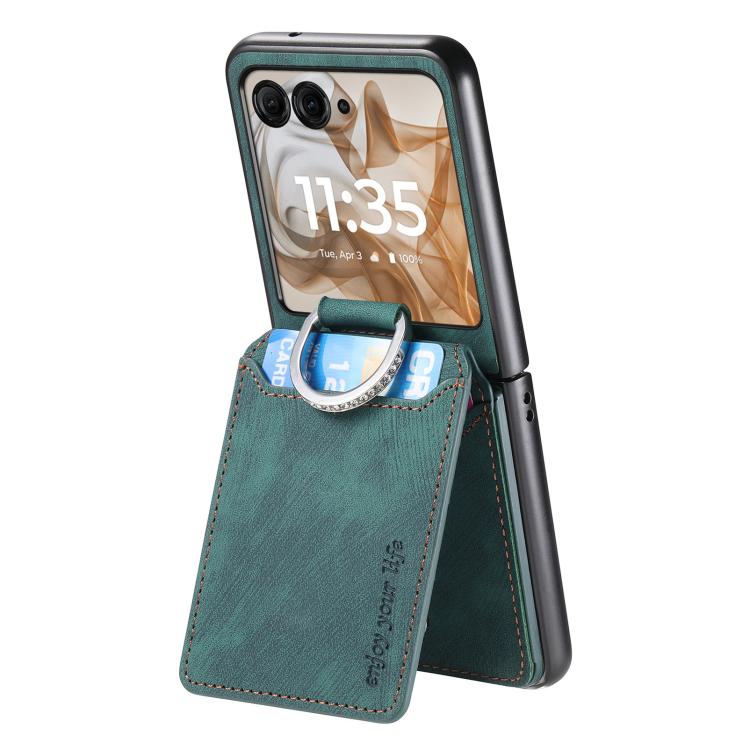 For Motorola Moto Razr 50 Retro Leather Ring Vertical Flip Wallet Phone Case