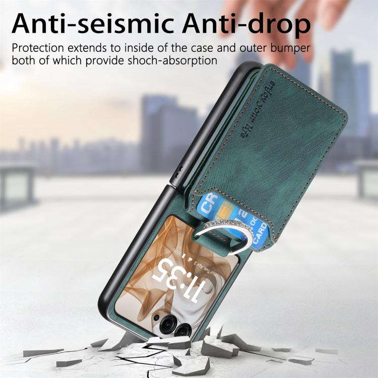For Motorola Moto Razr 50 Retro Leather Ring Vertical Flip Wallet Phone Case