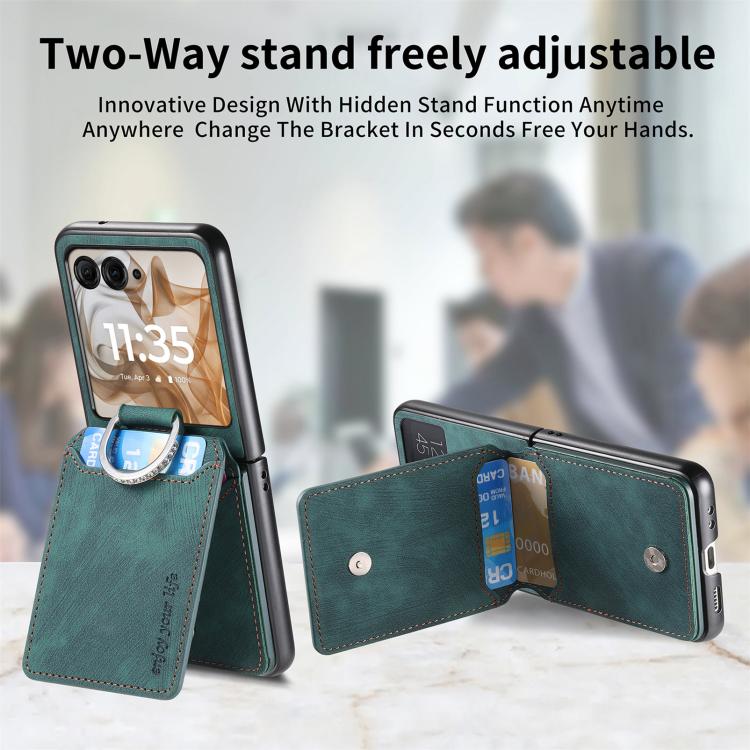 For Motorola Moto Razr 50 Retro Leather Ring Vertical Flip Wallet Phone Case