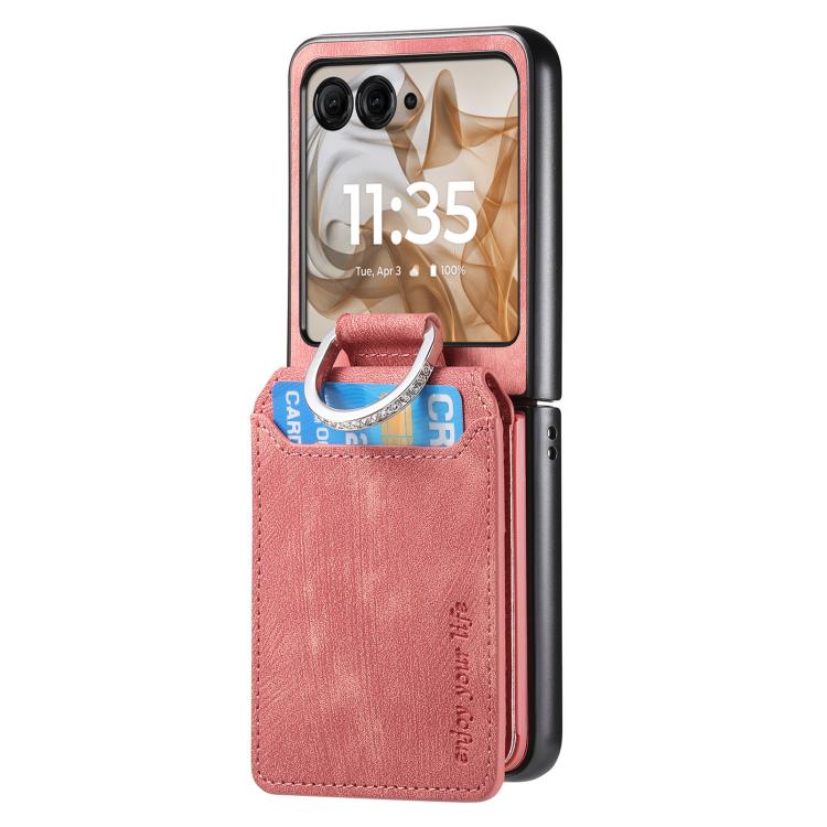 For Motorola Moto Razr 50 Retro Leather Ring Vertical Flip Wallet Phone Case