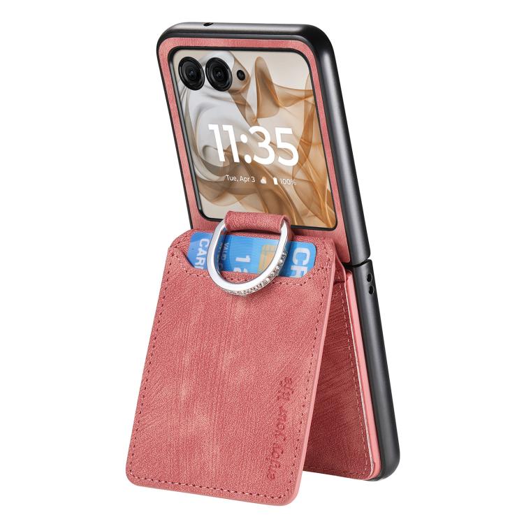 For Motorola Moto Razr 50 Retro Leather Ring Vertical Flip Wallet Phone Case