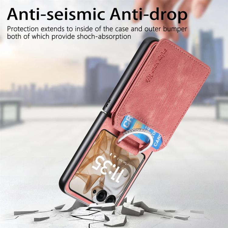 For Motorola Moto Razr 50 Retro Leather Ring Vertical Flip Wallet Phone Case