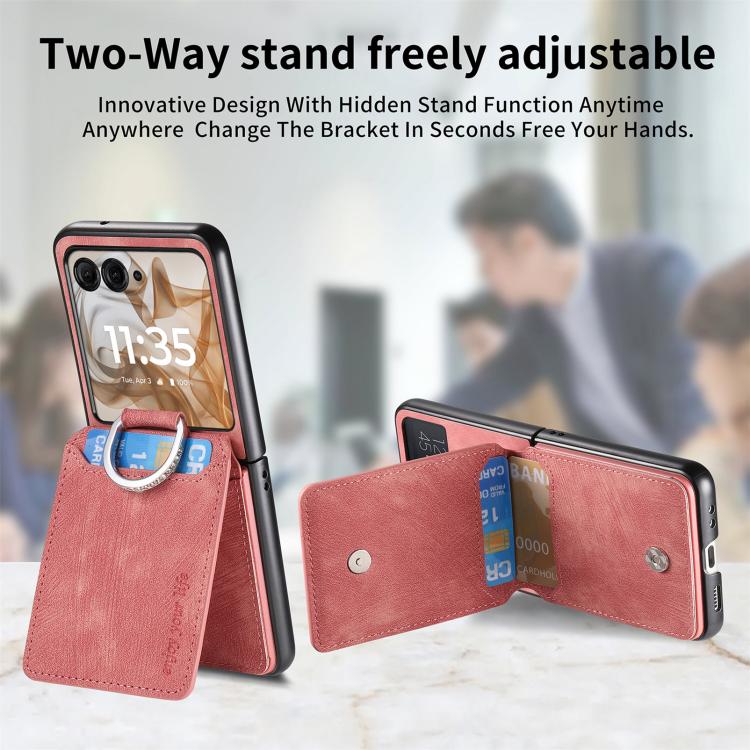 For Motorola Moto Razr 50 Retro Leather Ring Vertical Flip Wallet Phone Case