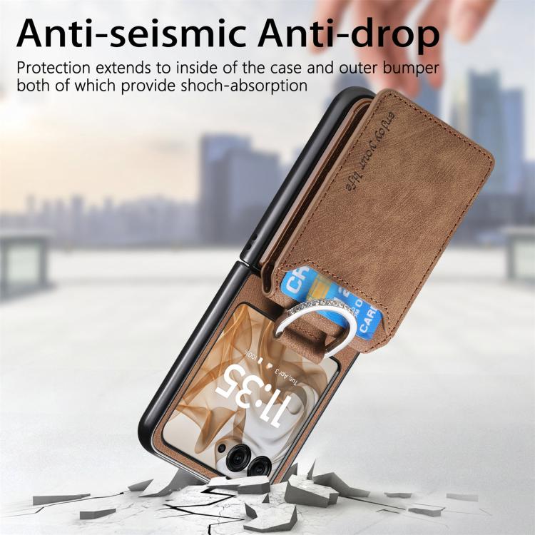 For Motorola Moto Razr 50 Retro Leather Ring Vertical Flip Wallet Phone Case