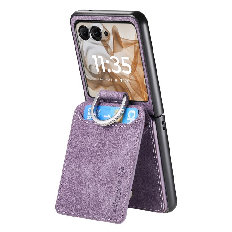 For Motorola Moto Razr 50 Retro Leather Ring Vertical Flip Wallet Phone Case