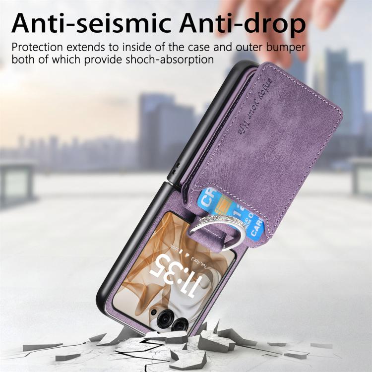 For Motorola Moto Razr 50 Retro Leather Ring Vertical Flip Wallet Phone Case