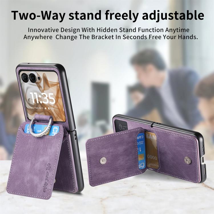 For Motorola Moto Razr 50 Retro Leather Ring Vertical Flip Wallet Phone Case