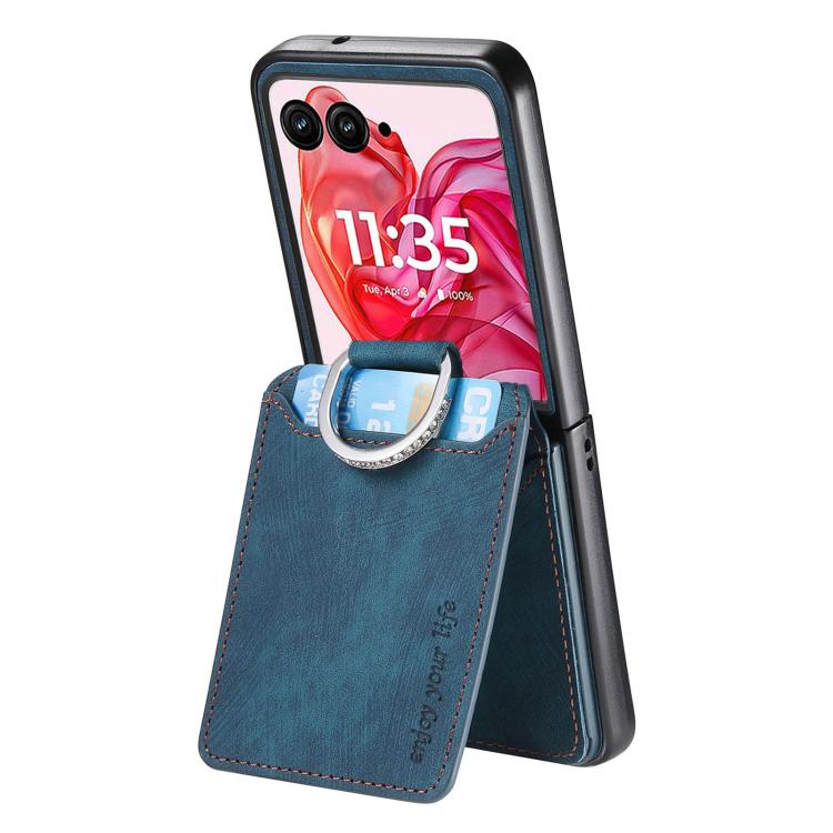For Motorola Moto Razr 50 Ultra Retro Leather Ring Vertical Flip Wallet Phone Case