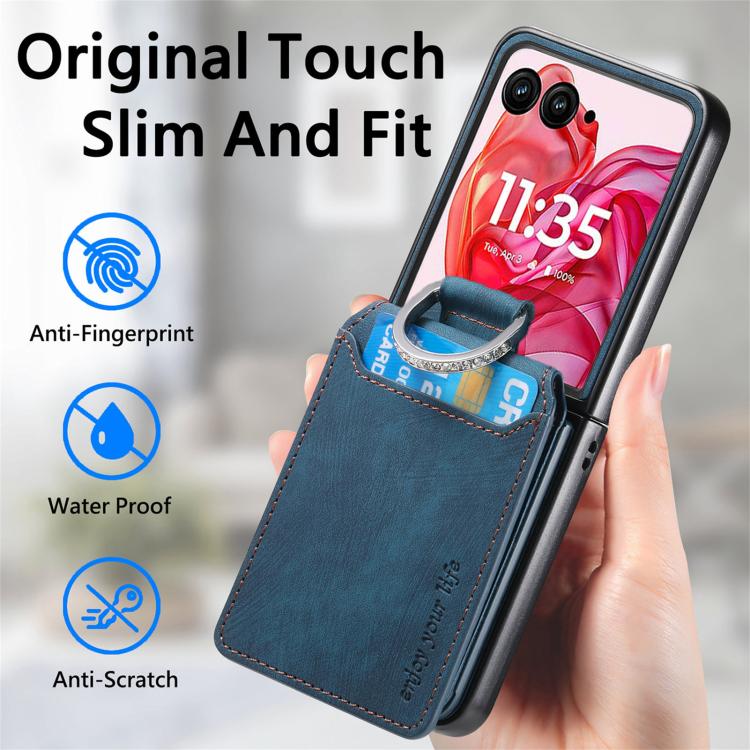 For Motorola Moto Razr 50 Ultra Retro Leather Ring Vertical Flip Wallet Phone Case