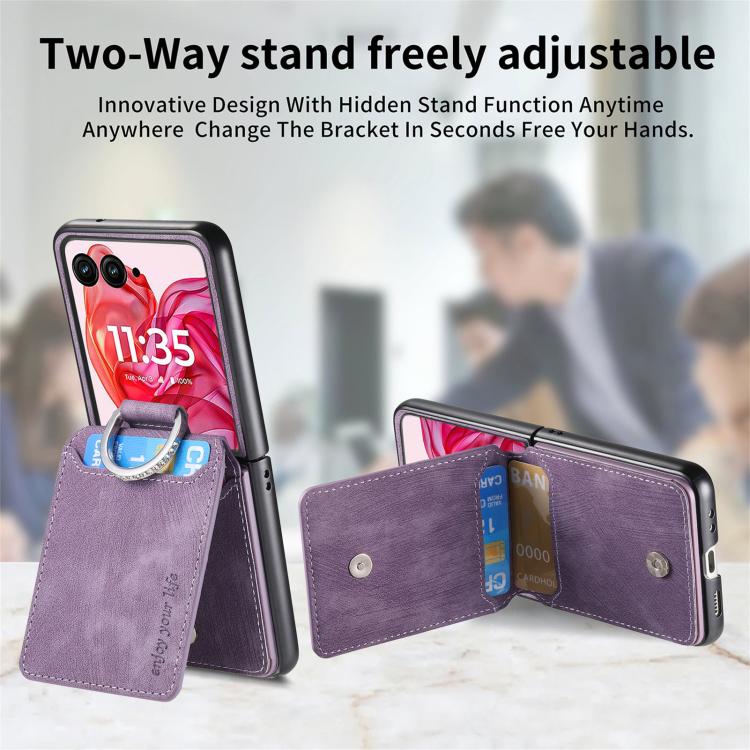 For Motorola Moto Razr 50 Ultra Retro Leather Ring Vertical Flip Wallet Phone Case