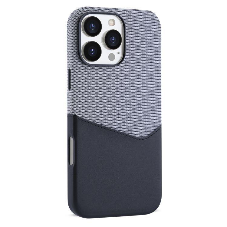 For iPhone 16 Pro Kalebol Cloth Textue Stitching Card Slot Magnetic Phone Case