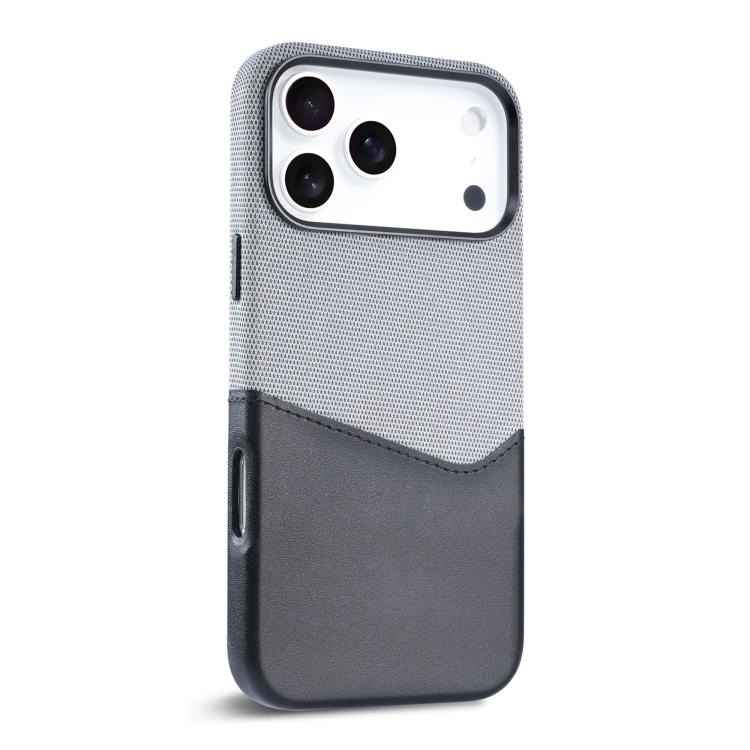 For iPhone 17 Pro Kalebol Cloth Textue Stitching Card Slot Magnetic Phone Case