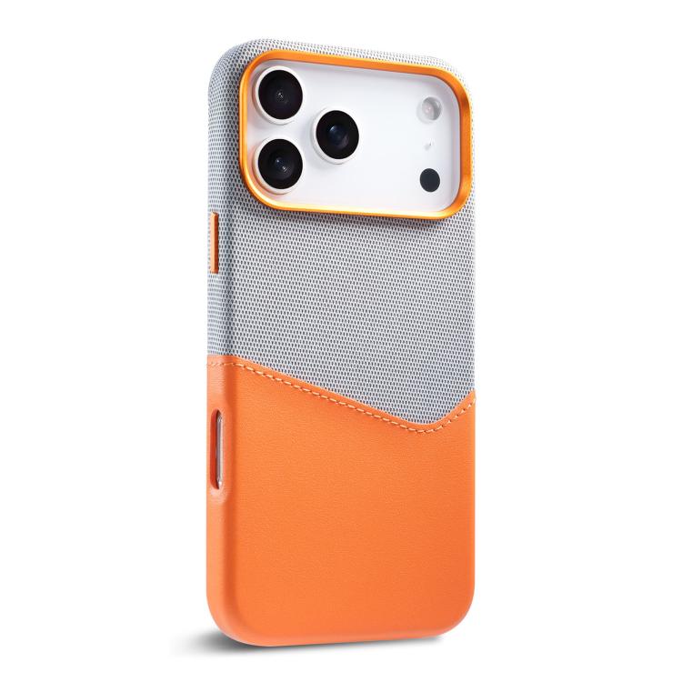 For iPhone 17 Pro Kalebol Cloth Textue Stitching Card Slot Magnetic Phone Case