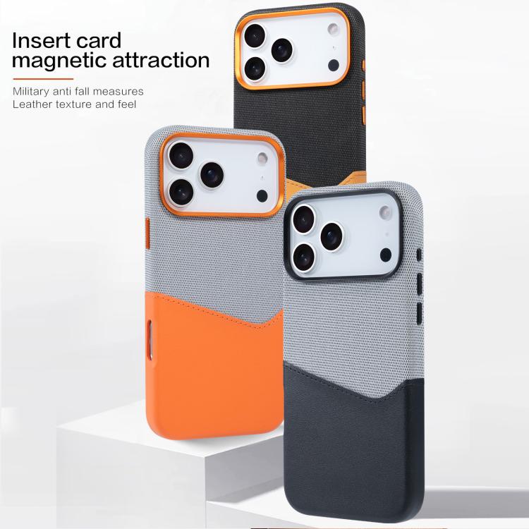 For iPhone 13 Kalebol Cloth Textue Stitching Card Slot Magnetic Phone Case