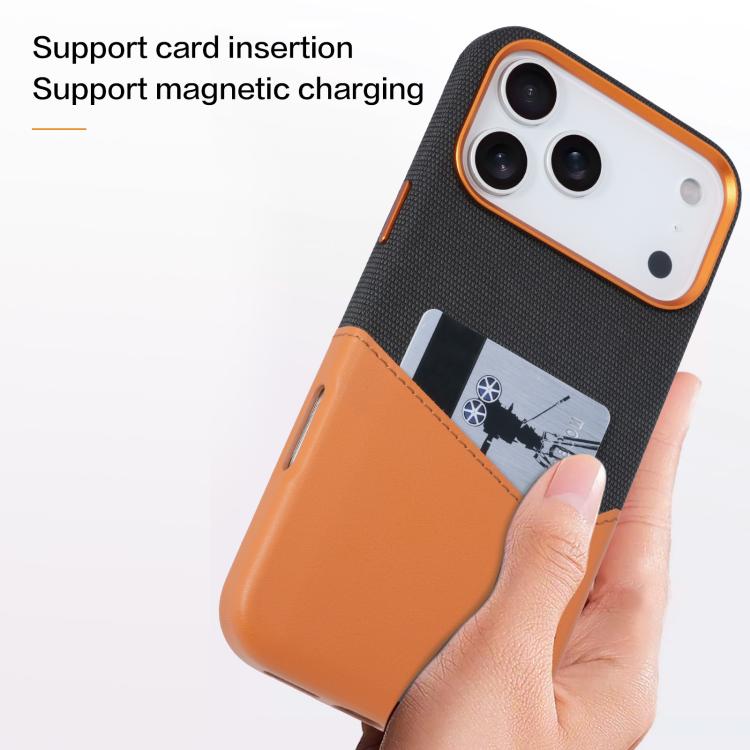 For iPhone 12 Pro Kalebol Cloth Textue Stitching Card Slot Magnetic Phone Case