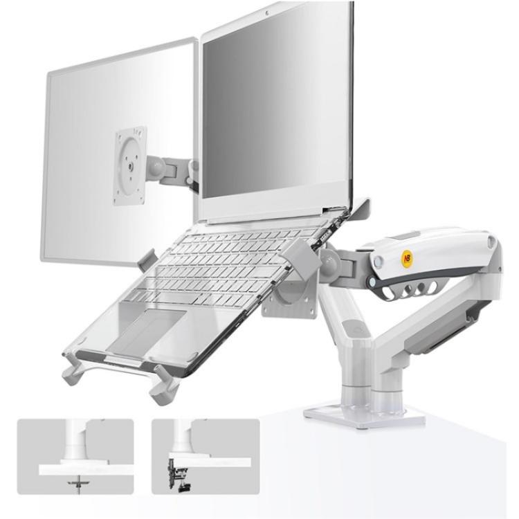 NORTH BAYOU F160-FP Tray Dual Arm Bracket Monitor Desk Mount Adjustable Laptop Holder