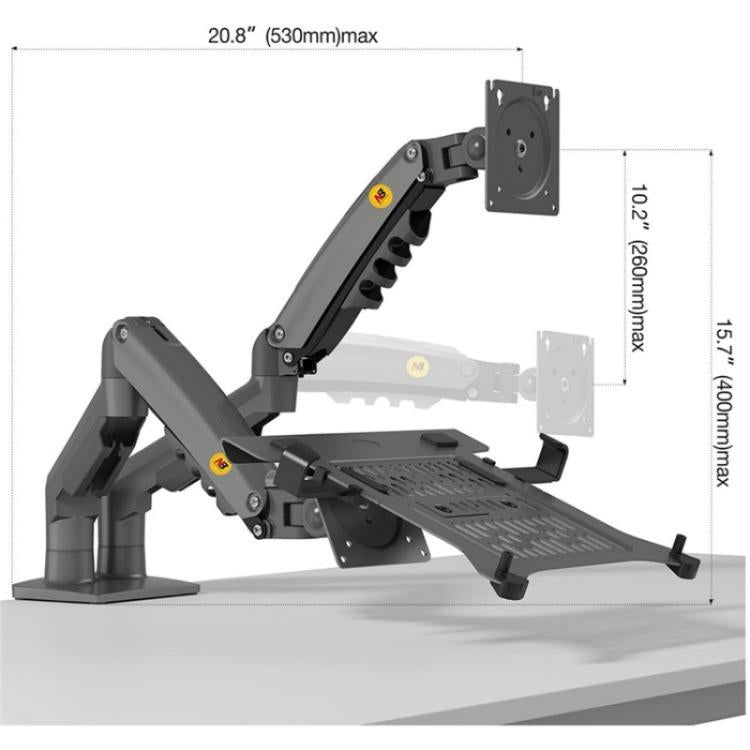 NORTH BAYOU F160-FP Tray Dual Arm Bracket Monitor Desk Mount Adjustable Laptop Holder