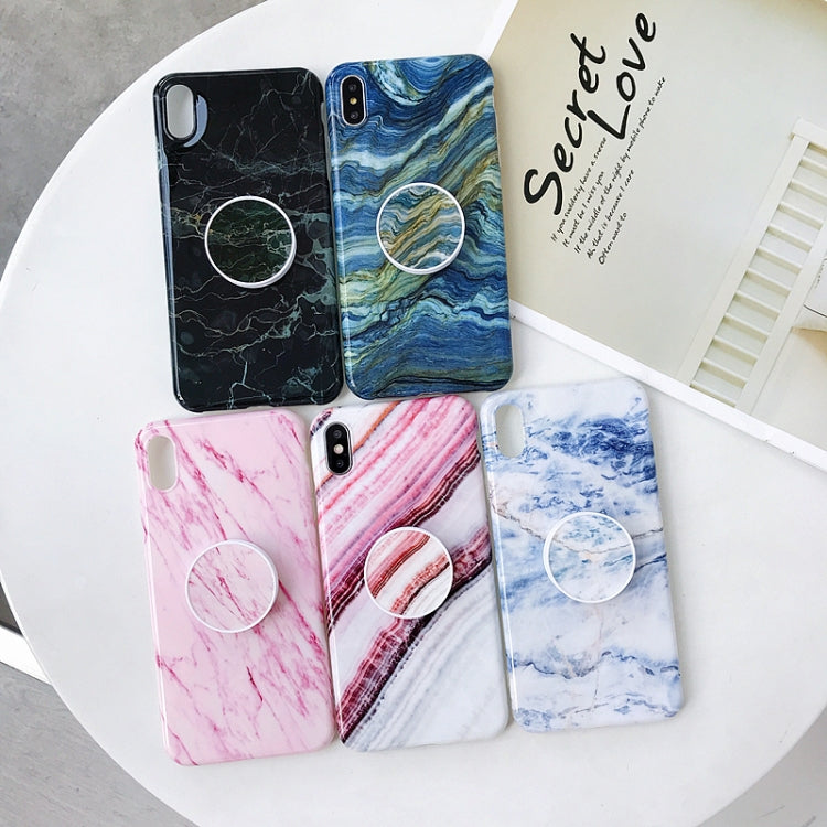 For iPhone XS Max Marble Anti-drop TPU Protection Back Cover with Folding Holder