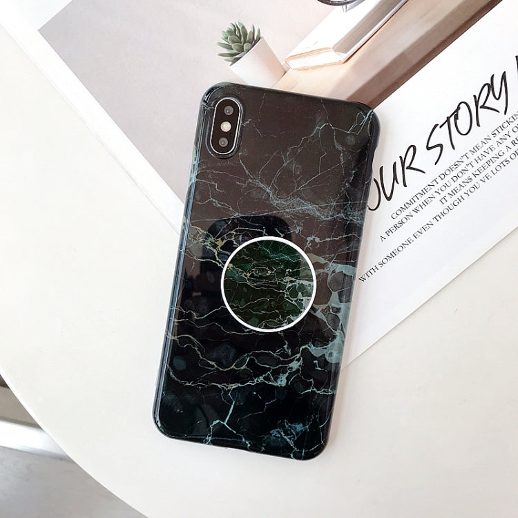 For iPhone XS Max Marble Anti-drop TPU Protection Back Cover with Folding Holder