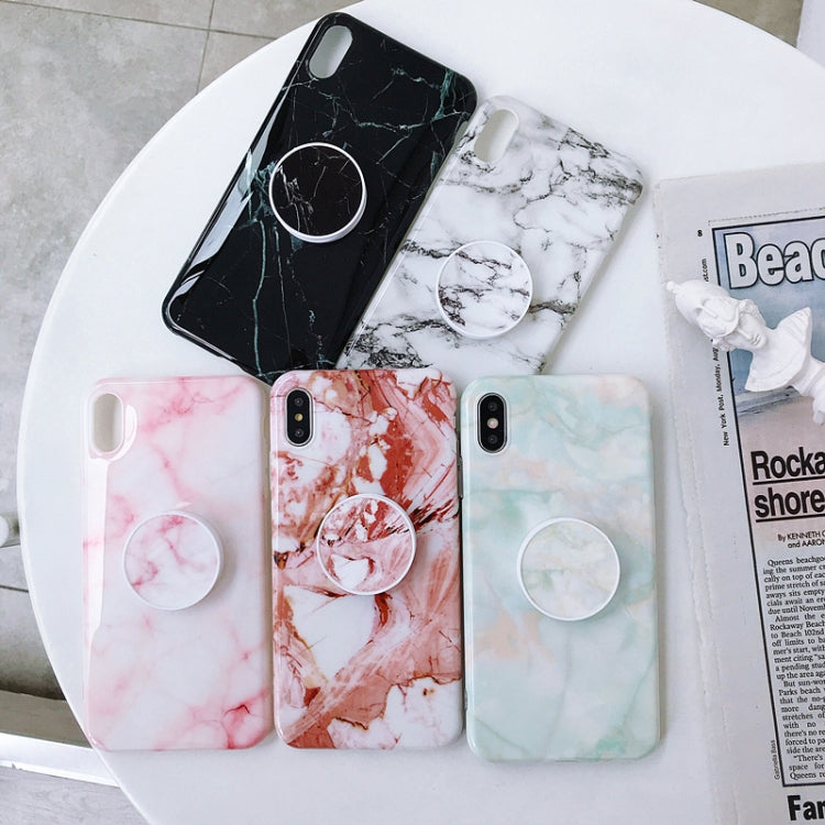 For iPhone XS Max Marble Anti-drop TPU Protection Back Cover with Folding Holder