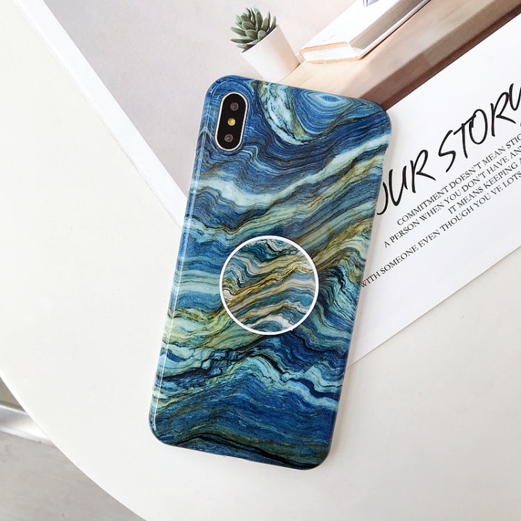 For iPhone XS Max Marble Anti-drop TPU Protection Back Cover with Folding Holder