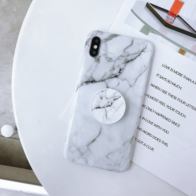 For iPhone XS Max Marble Anti-drop TPU Protection Back Cover with Folding Holder