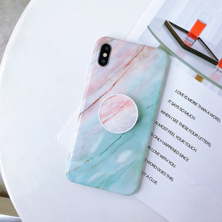 For iPhone XS Max Marble Anti-drop TPU Protection Back Cover with Folding Holder