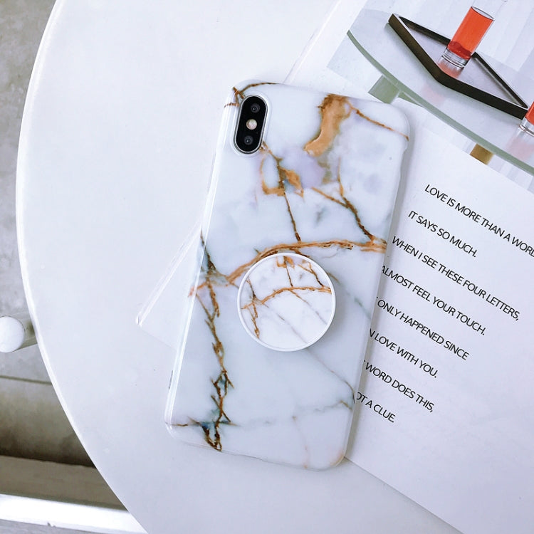 For iPhone XS Max Marble Anti-drop TPU Protection Back Cover with Folding Holder