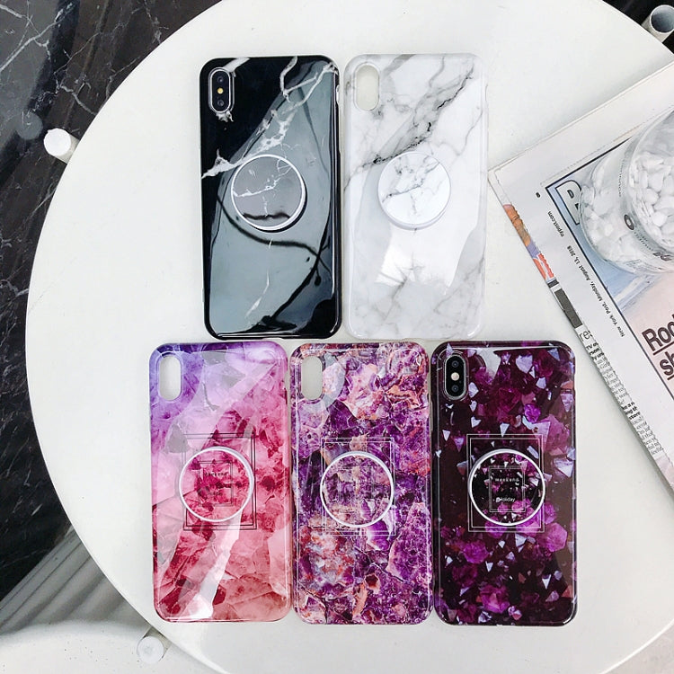 For iPhone XS Max Marble Anti-drop TPU Protection Back Cover with Folding Holder
