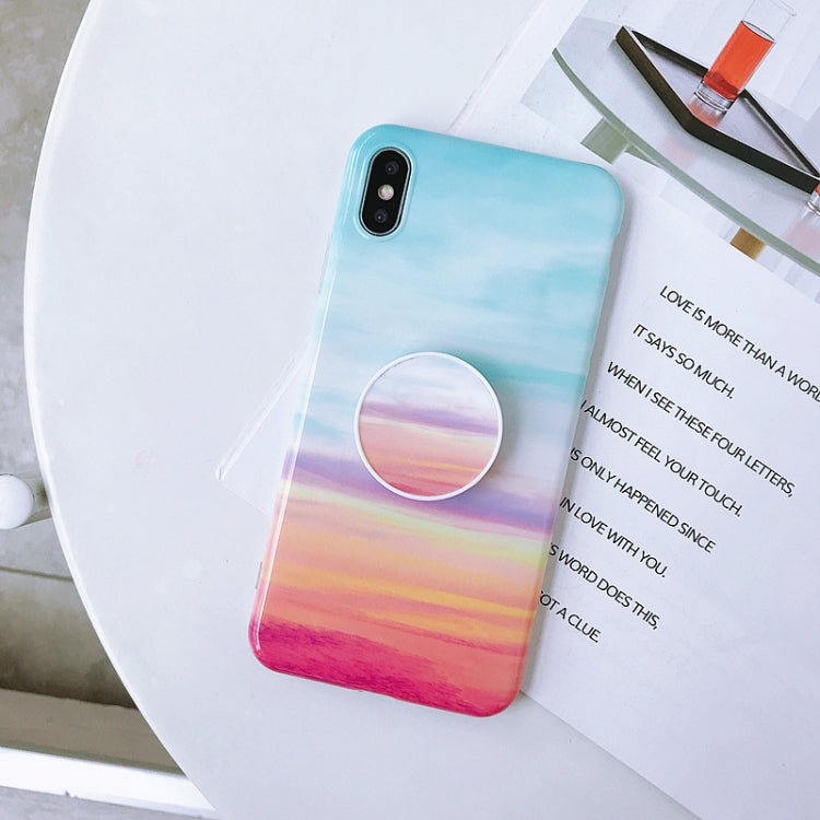 For iPhone XS Max Marble Anti-drop TPU Protection Back Cover with Folding Holder