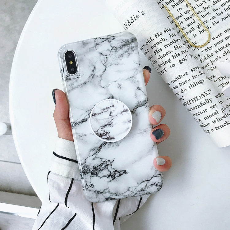 For iPhone XS Max Marble Anti-drop TPU Protection Back Cover with Folding Holder