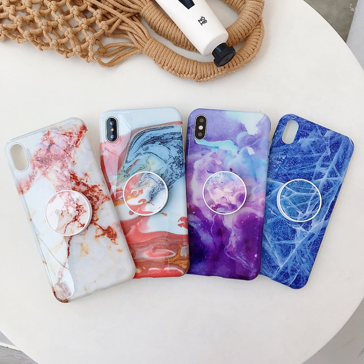 For iPhone XS Max Marble Anti-drop TPU Protection Back Cover with Folding Holder