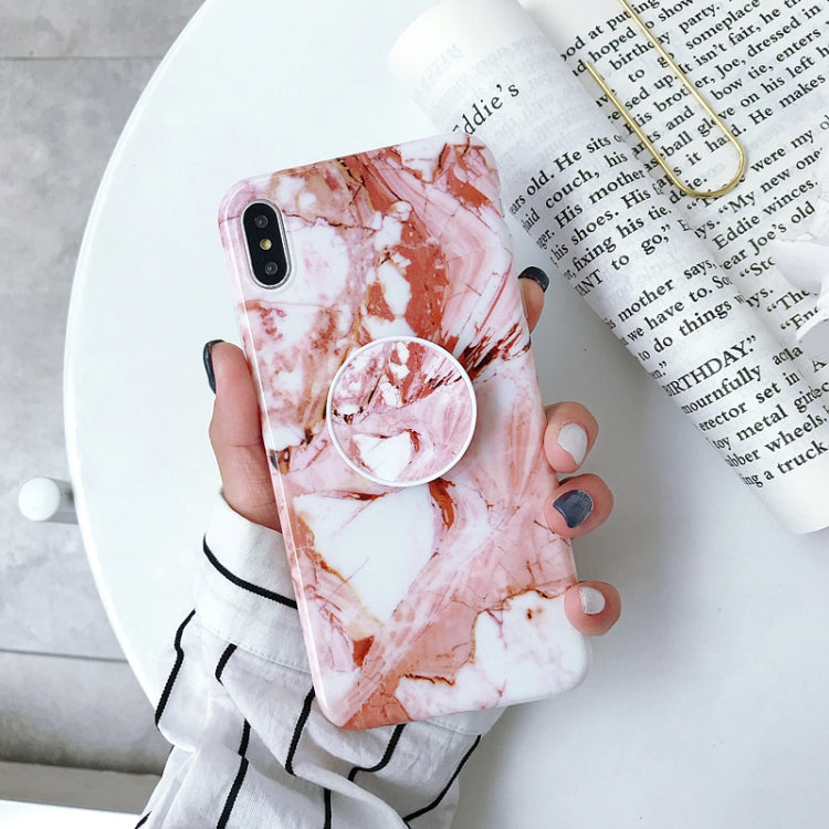 For iPhone XS Max Marble Anti-drop TPU Protection Back Cover with Folding Holder