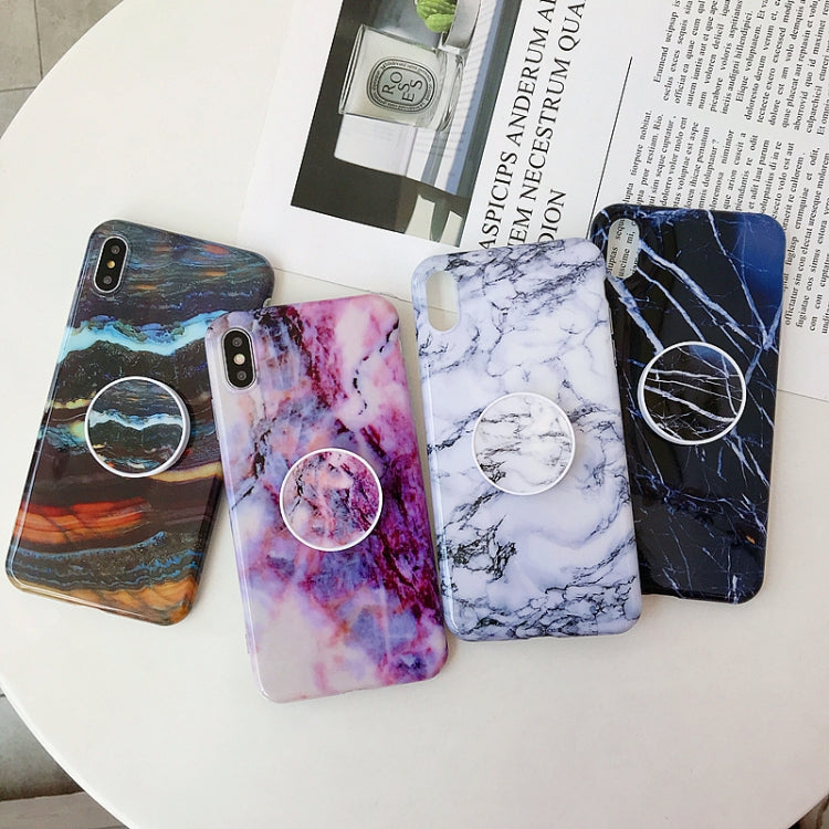 For iPhone XS Max Marble Anti-drop TPU Protection Back Cover with Folding Holder
